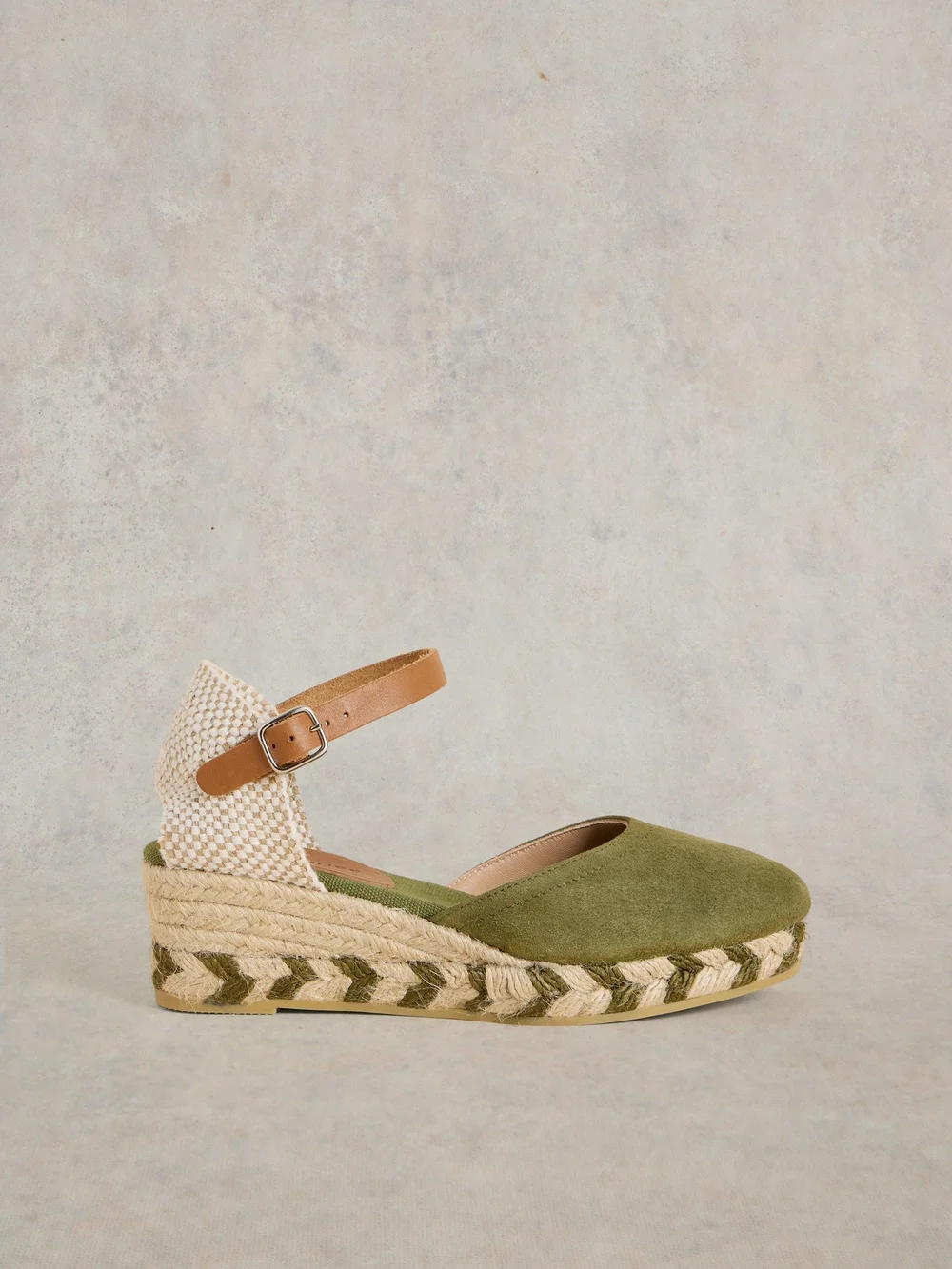 Espadrilles compensées fermées en daim - Khaki Grn - 41 Image 1