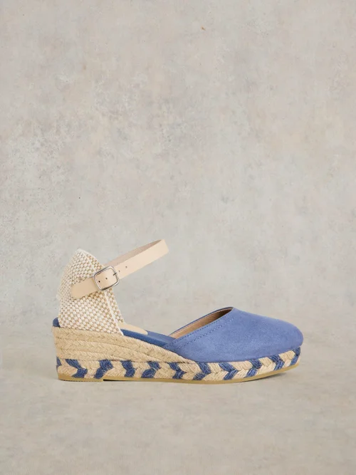 Espadrilles compensées fermées en daim - Mid Blue - 36 Image 1