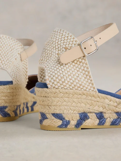 Espadrilles compensées fermées en daim - Mid Blue - 36 Image 3