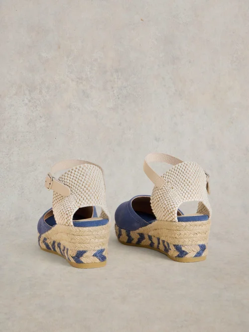 Espadrilles compensées fermées en daim - Mid Blue - 36 Image 4