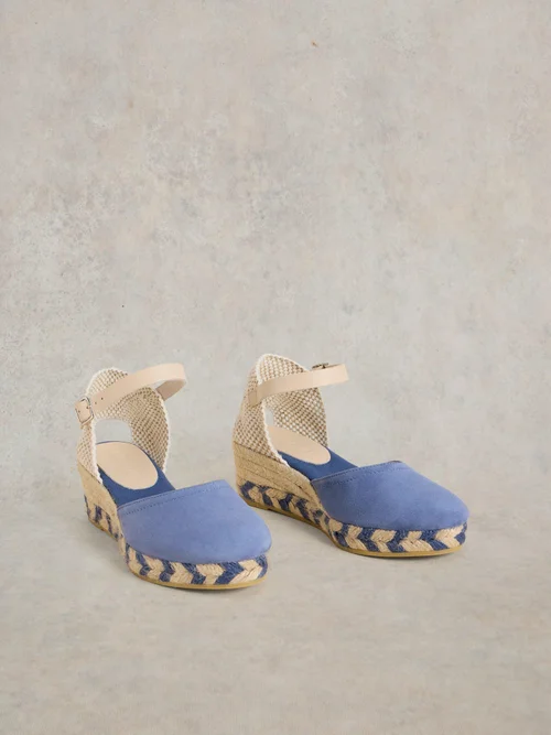 Espadrilles compensées fermées en daim - Mid Blue - 36 Image 2