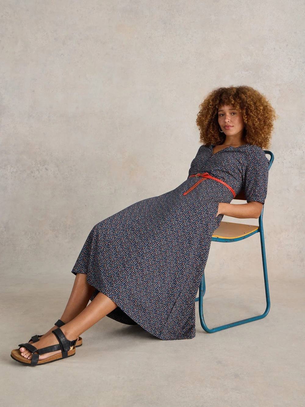 Robe midi en jersey Megan - Navy Pr - 52/R Image 1