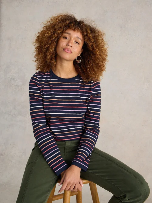 T-SHIRT À MANCHES LONGUES À RAYES CLARA - Navy Multi - 34 Image 1