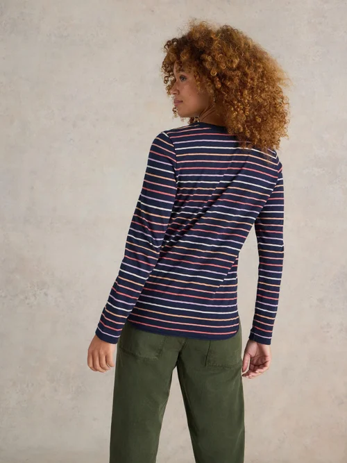 T-SHIRT À MANCHES LONGUES À RAYES CLARA - Navy Multi - 34 Image 4