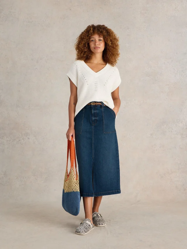 Jupe midi en denim Maren
