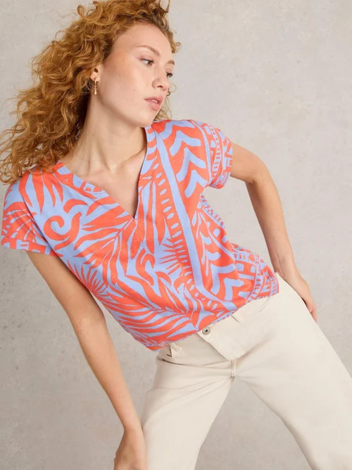 T-shirt à encolure en V NELLY - Coral Pr - 52 Image 1