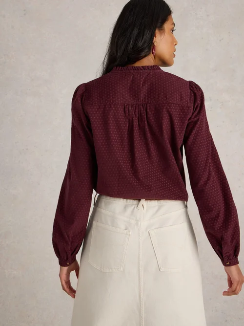 Chemise à pois en velours côtelé Daria - Mid Plum - 46 Image 4