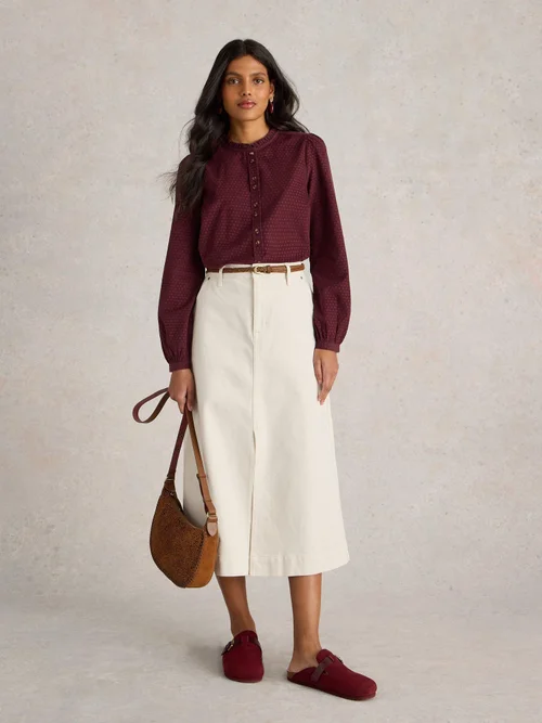 Chemise à pois en velours côtelé Daria - Mid Plum - 46 Image 2