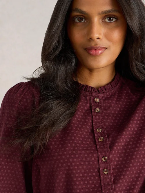 Chemise à pois en velours côtelé Daria - Mid Plum - 46 Image 3