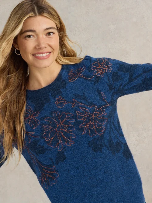 PULL JULIE BRODÉ - Mid Blue - 48 Image 3