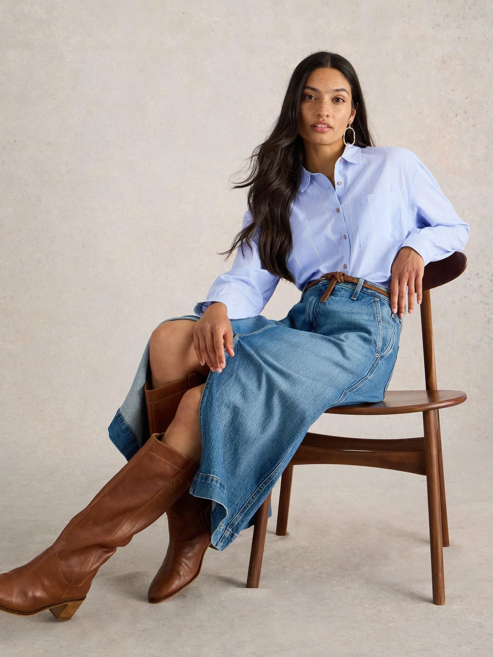 Chemise longue en coton Laurel - Blue Mlt - 52 Image 1