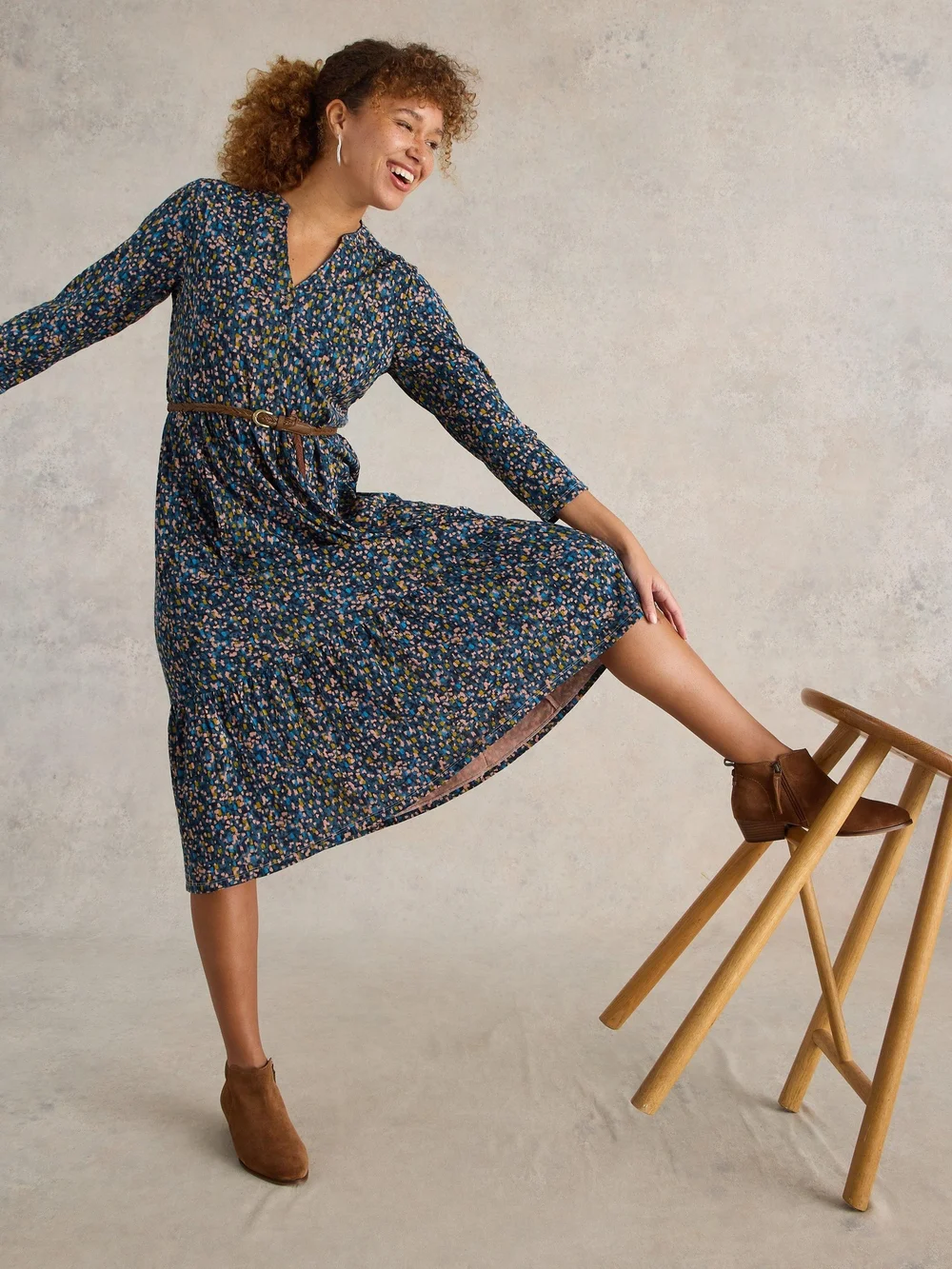 Robe en jersey Naya - Navy Multi - 42/R Image 1