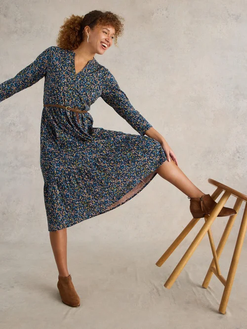 Robe en jersey Naya - Navy Multi - 42/R Image 1