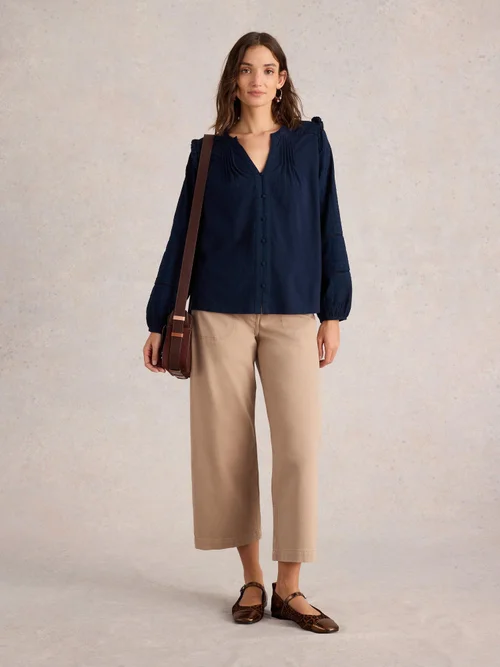 TOP BOHO À ENCOLURE BOUTONNÉE ET MOTIF FLEURS - Fr Navy - 52 Image 2