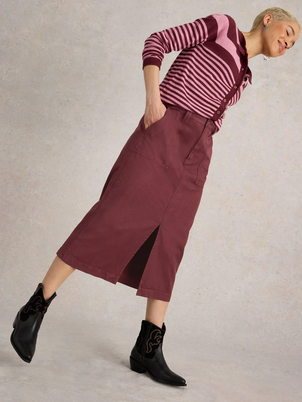 Jupe midi Maren - Dk Plum - 34/R Image 1