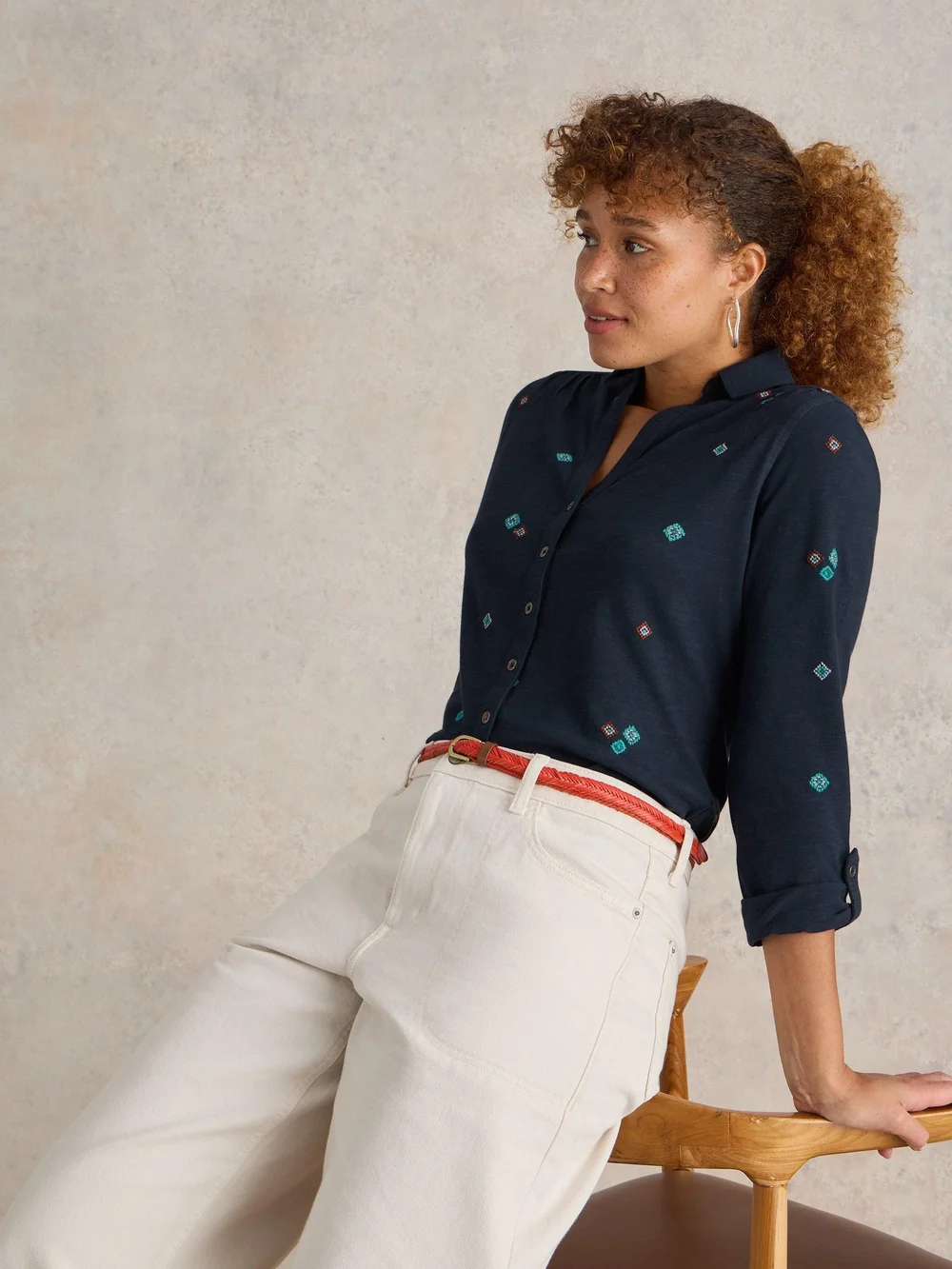 CHEMISE BRODÉE ANNIE - Navy Multi - 52 Image 1