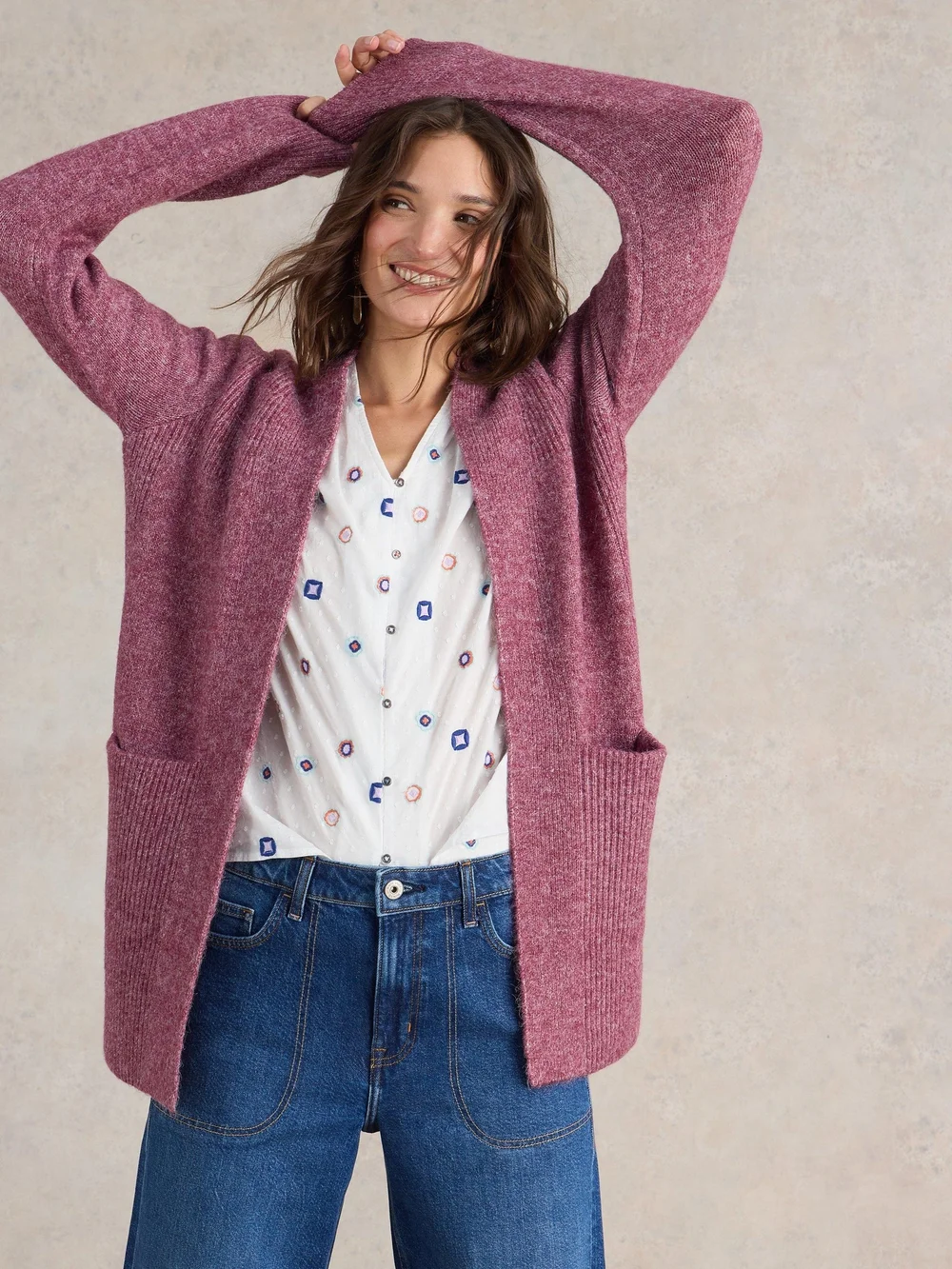 CARDIGAN LONG ERIN - Dk Plum - XL Image 1
