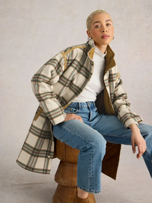 Manteau réversible à carreaux Marlowe - Ivory Mlt - 52 Image 1