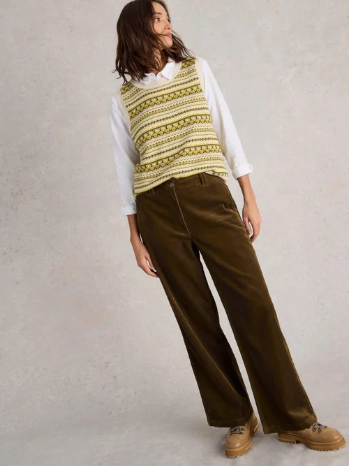 Pantalon large Belle Cord - Khaki Grn - 52/R Image 3