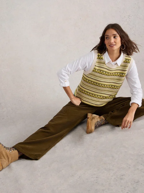 Pantalon large Belle Cord - Khaki Grn - 52/R Image 1