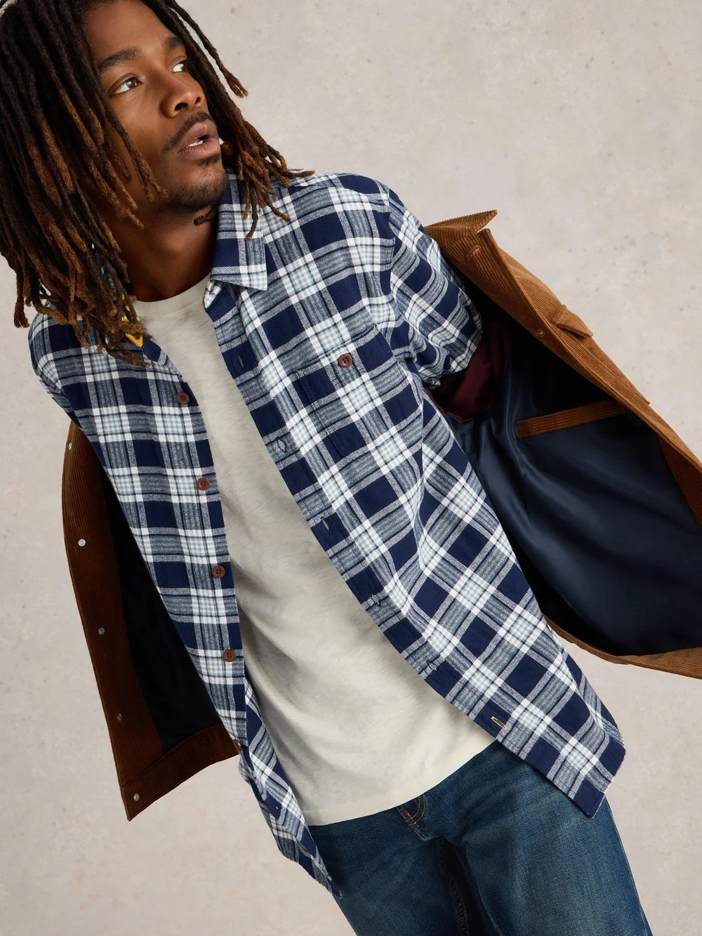 Chemise Wallace à carreaux brossés - Navy Multi - XXXL Image 1