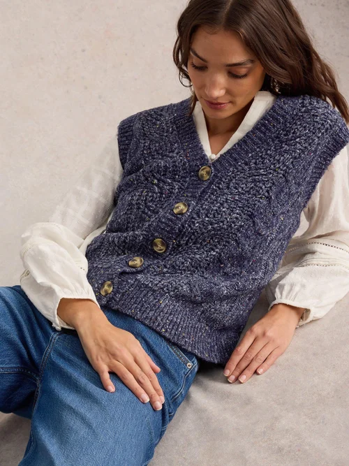 DÉBARDEUR À BOUTONS ET MOTIFS TRESSÉS - Navy Multi - 52 Image 1