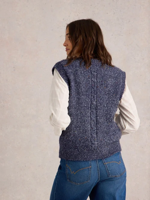 DÉBARDEUR À BOUTONS ET MOTIFS TRESSÉS - Navy Multi - 52 Image 4