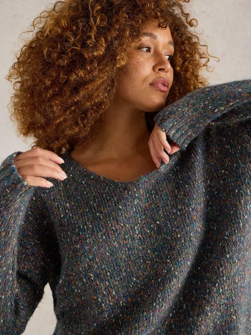 PULL EN V TEXTURÉ - Teal Mlt - 52 Image 1