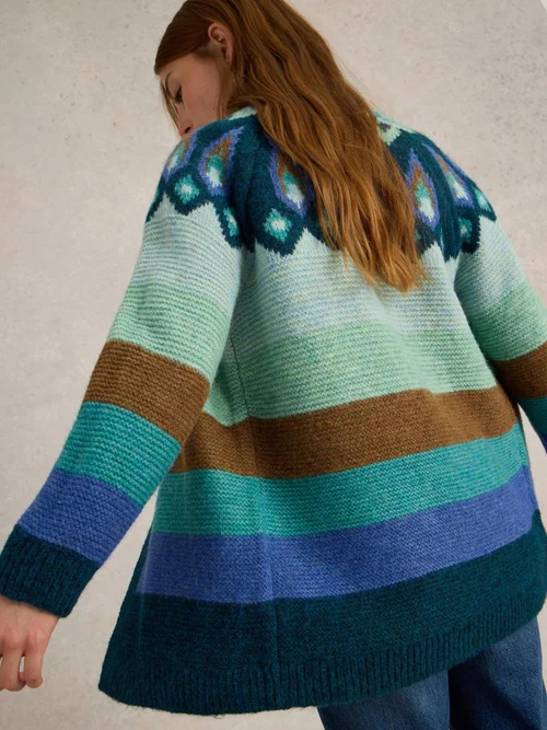 CARDIGAN NEW YORK FAIRISLE - Teal Mlt - XL Image 4