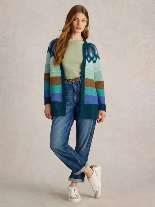 CARDIGAN NEW YORK FAIRISLE - Teal Mlt - XL Image 2