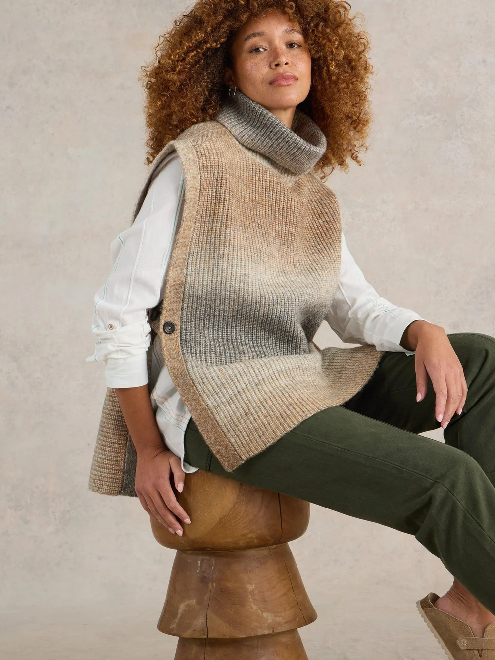 Poncho en maille Spacedye - Nat Mlt - XL Image 1