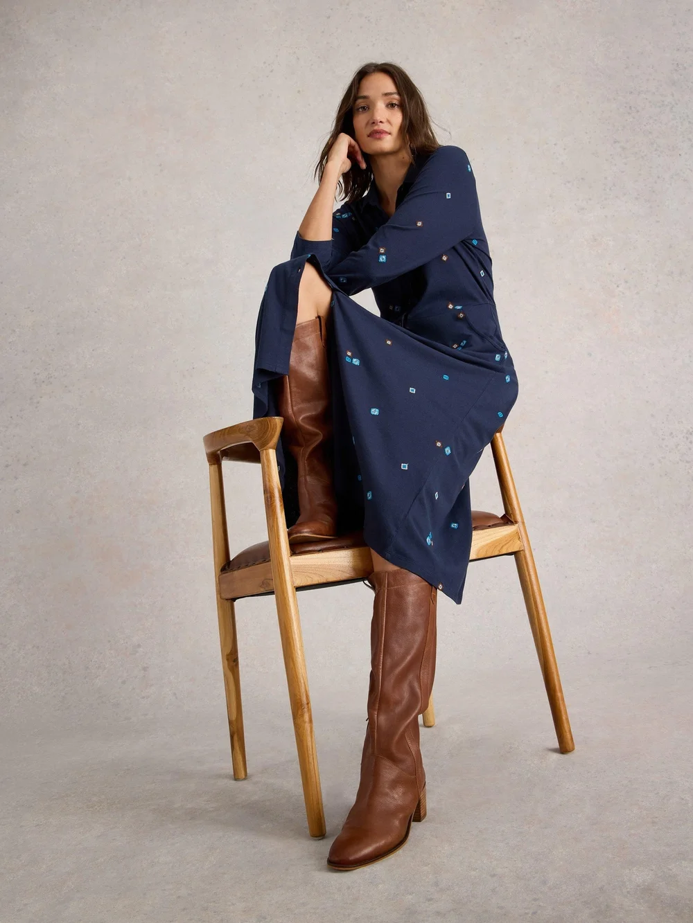 Robe en jersey brodée Rua - Navy Multi - 46/R Image 1
