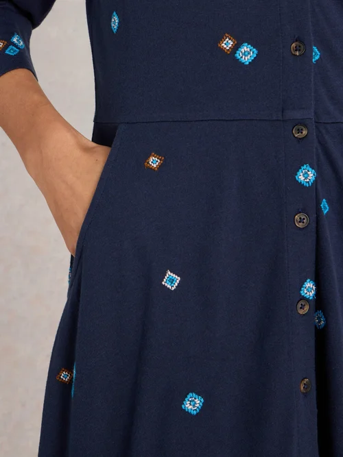 Robe en jersey brodée Rua - Navy Multi - 46/R Image 3