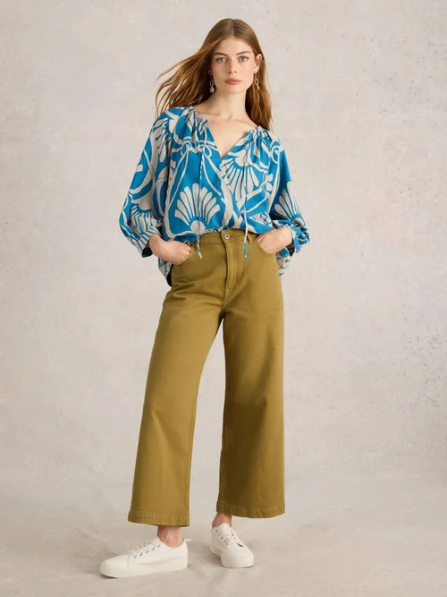 7/8-Jeans Tia mit weitem Bein - Khaki Grn - 36/R Image 2