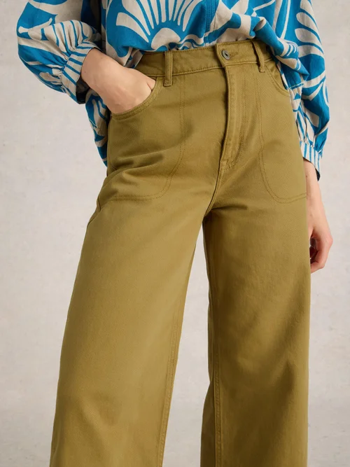7/8-Jeans Tia mit weitem Bein - Khaki Grn - 36/R Image 3