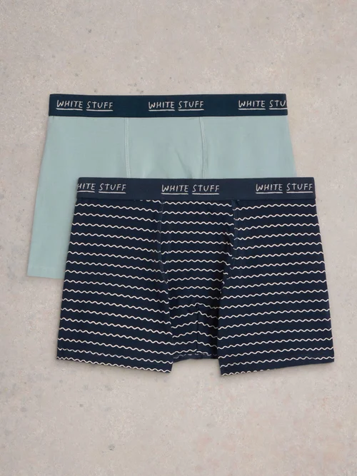 2-er Pack Boxershorts - Uni & Gestreift - Blue Mlt - S Image 2