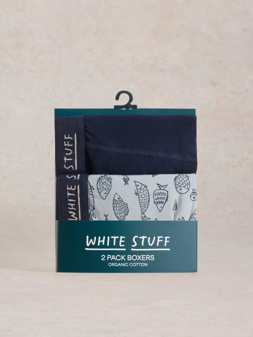 2-er Pack Boxershorts - Uni & Print - Navy Multi - XL Image 1