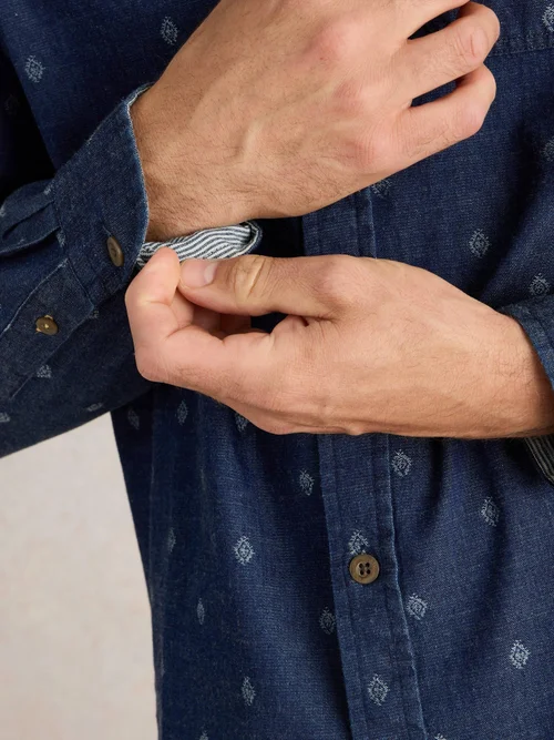 Chemise en denim dobby - Indigo Ble - XS Image 3