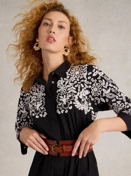 Robe chemise brodée Thyme - Blk Mlt - 52 Image 3