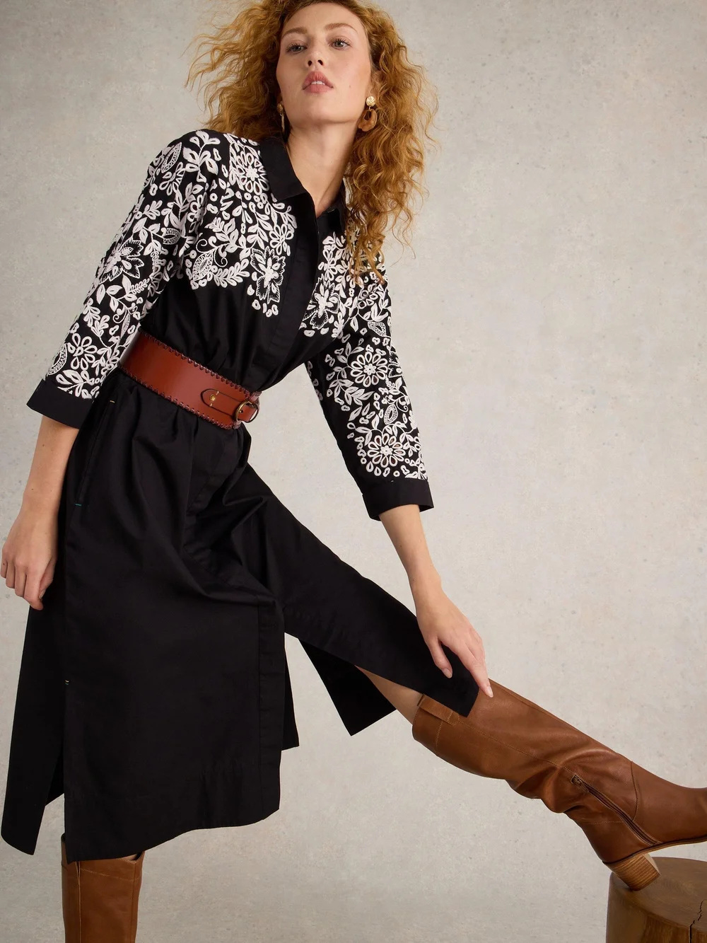 Robe chemise brodée Thyme - Blk Mlt - 52 Image 1