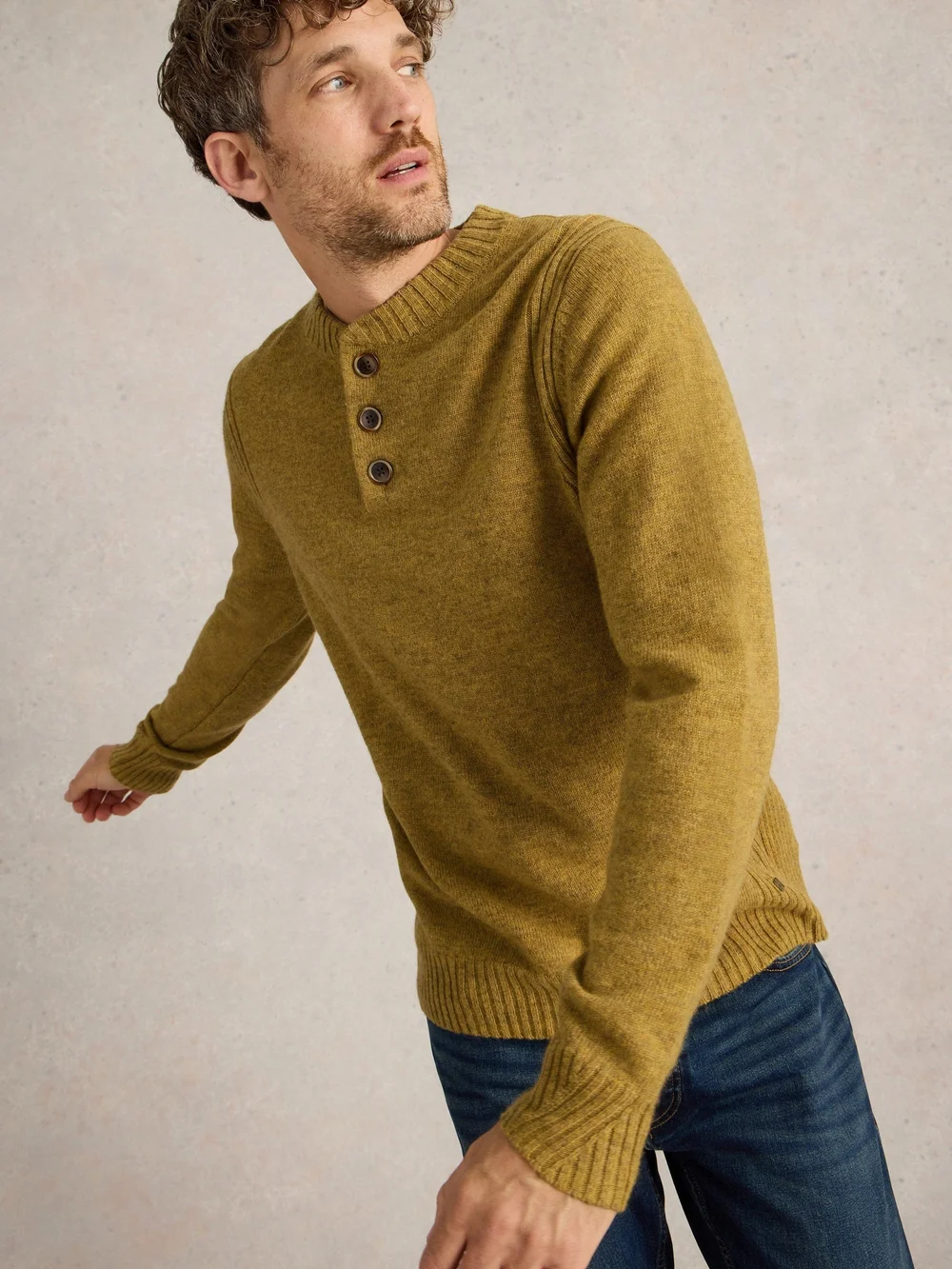 Henley en laine d'agneau - Dk Yellow - XXXL Image 1