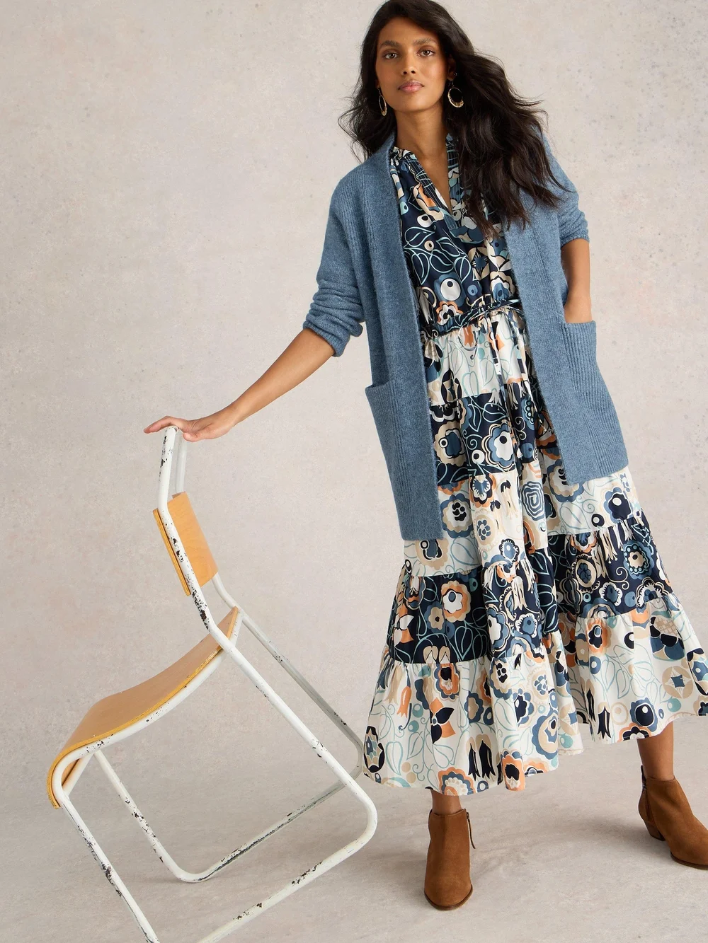 CARDIGAN LONG ERIN - Mid Blue - XL Image 1