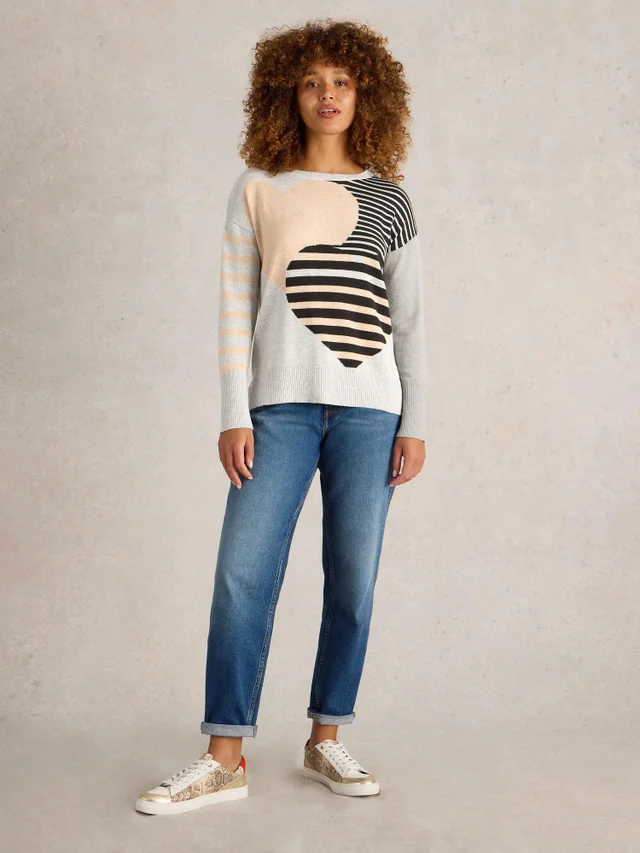 Pull À Rayures Olive Et Cœur