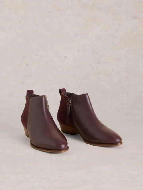 Bottines en cuir mélangé Willow - Dk Plum - 41 Image 2