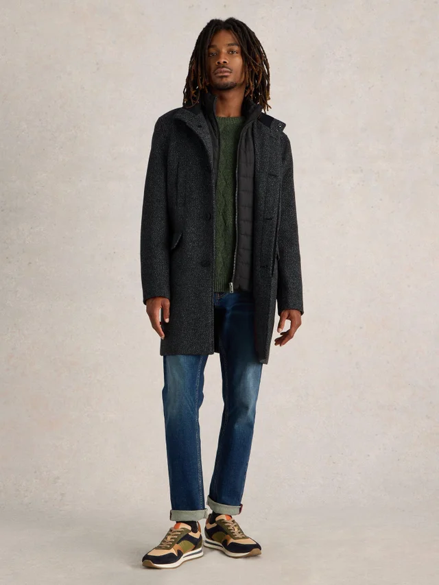 Manteau en laine à col cheminée