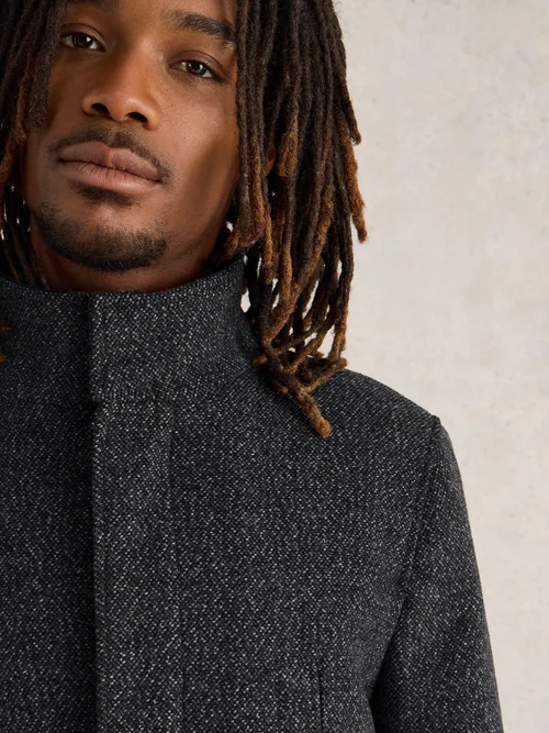 Manteau en laine à col cheminée - Dk Grey - XXL Image 3