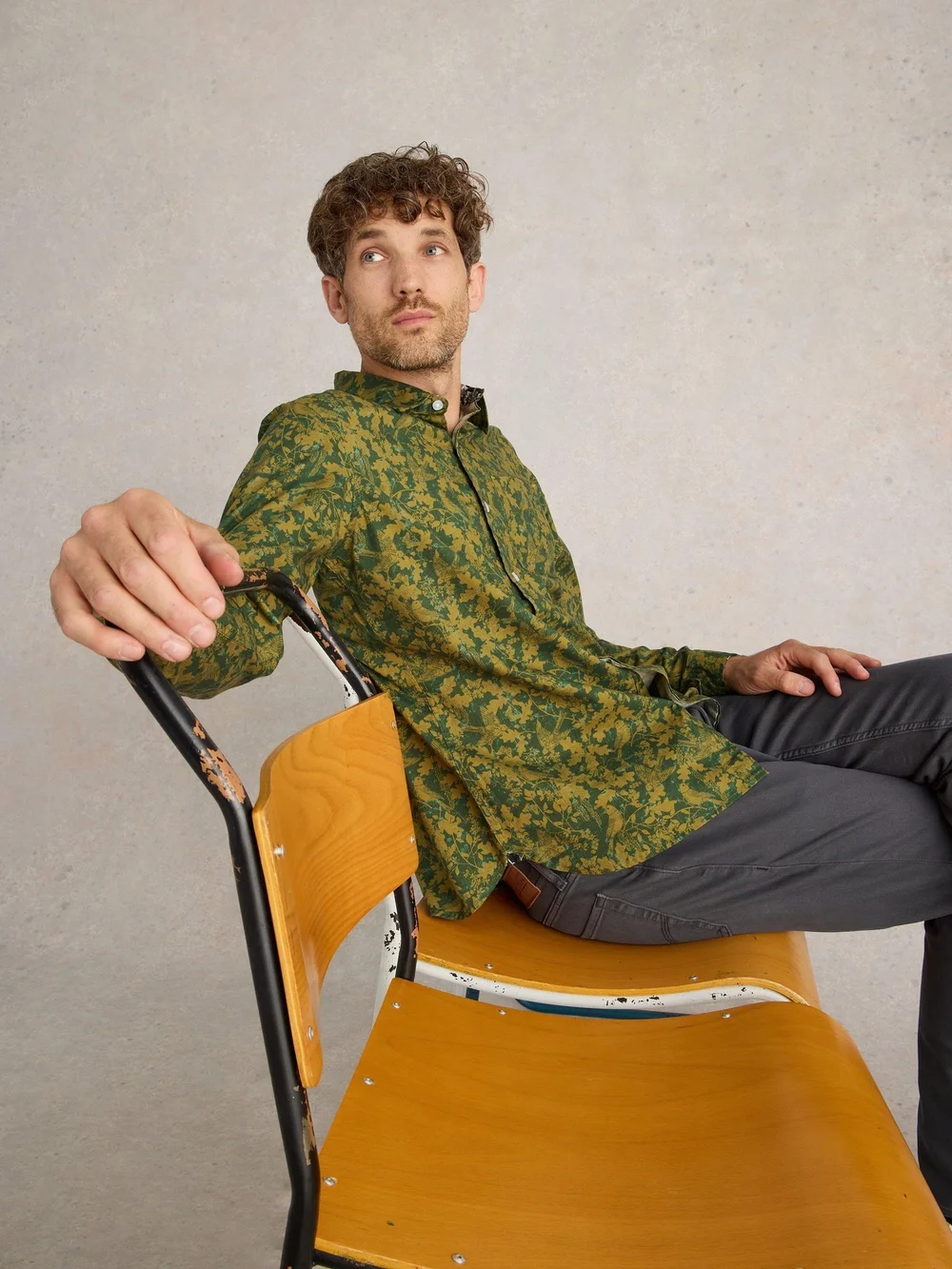 Chemise imprimée oiseaux Hawthorn - Green Mlt - M Image 1