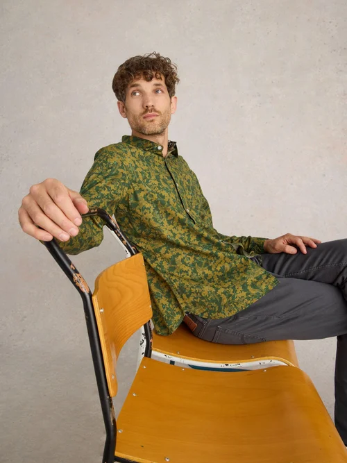Chemise imprimée oiseaux Hawthorn - Green Mlt - M Image 1
