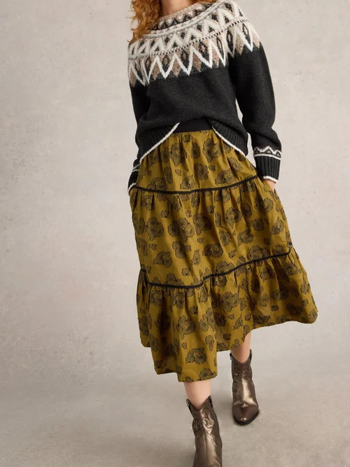 Jupe jacquard fauve - Green Mlt - 52 Image 1