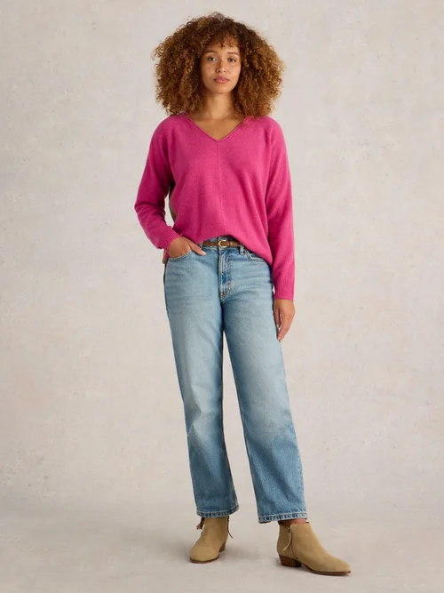 PULL EN CACHEMIRE À COL EN V VERITY - Pink Mlt - 52 Image 2